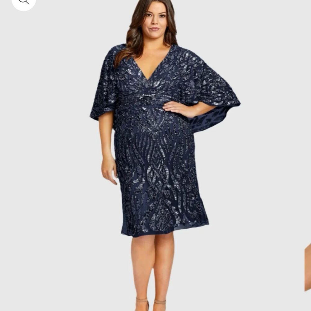 Mac Duggal Navy Blue Sequin Gown